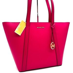Michael Kors Pratt Large Signature Logo Tote Bag Electric Pink